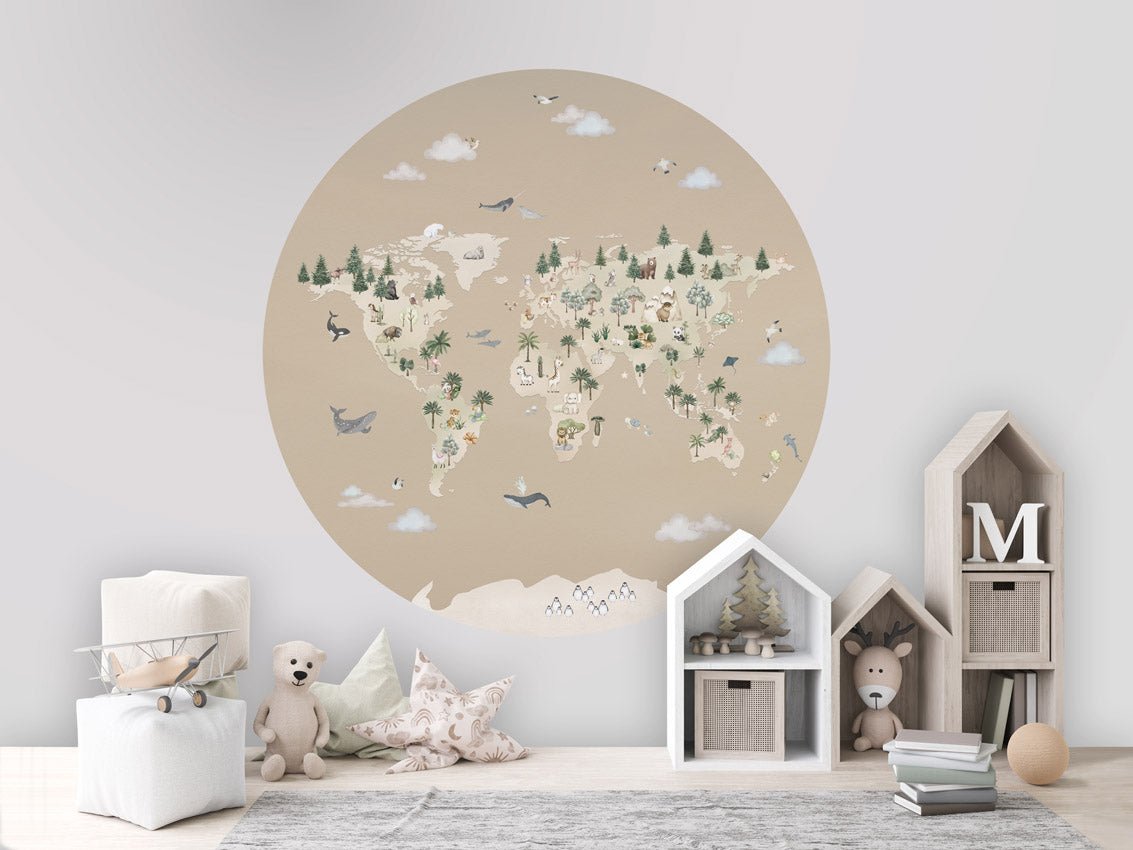 Wallpaper - Animal Atlas Brown - Circle (Pre - Order) - LPM Home