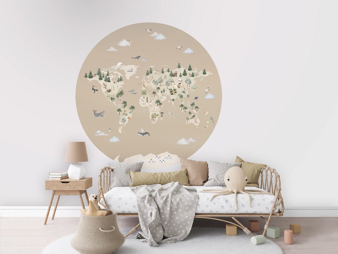 Wallpaper - Animal Atlas Brown - Circle (Pre - Order) - LPM Home
