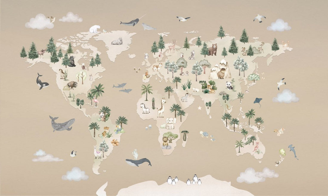 Wallpaper - Animal Atlas Brown (Pre - Order) - LPM Home