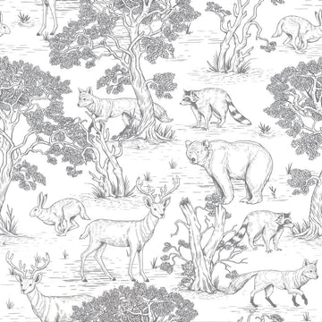 Wallpaper - Animals White - Le Petit Marché Home Furniture