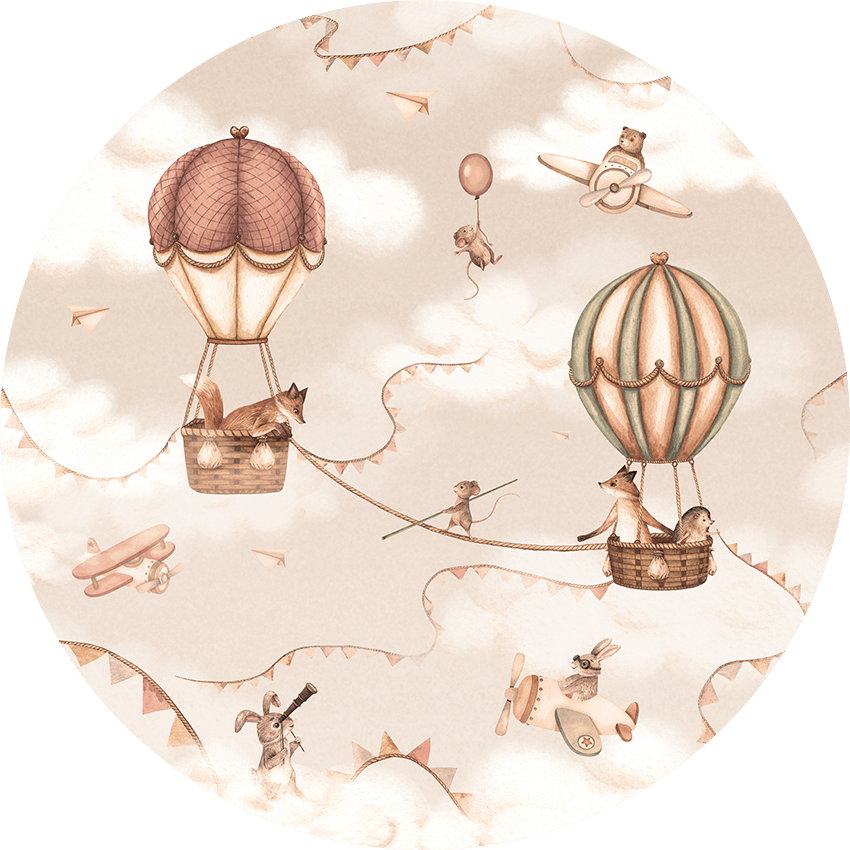Wallpaper - Aviation Adventure - Monochrome - Circle (Pre - Order) - LPM Home