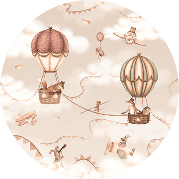 Wallpaper - Aviation Adventure - Monochrome - Circle (Pre - Order) - LPM Home
