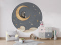 Wallpaper - Bear on the Moon - Blue - Circle (Pre - Order) - LPM Home