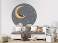 Wallpaper - Bear on the Moon - Blue - Circle (Pre - Order) - LPM Home