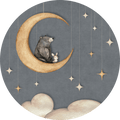 Wallpaper - Bear on the Moon - Blue - Circle (Pre - Order) - LPM Home