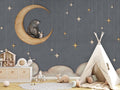 Wallpaper - Bear on the Moon Blue (Pre - Order) - LPM Home