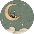 Wallpaper - Bear on the Moon - Green - Circle (Pre - Order) - LPM Home