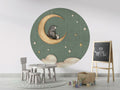 Wallpaper - Bear on the Moon - Green - Circle (Pre - Order) - LPM Home