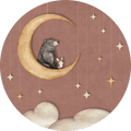 Wallpaper - Bear on the Moon - Pink - Circle (Pre - Order) - LPM Home