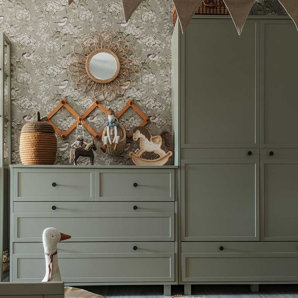 Wallpaper - Birds and Green Spring - Le Petit Marché Home Furniture