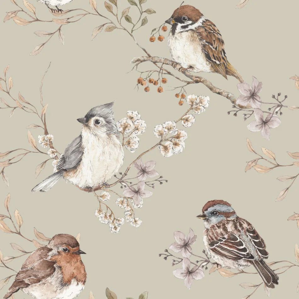 Wallpaper - Birds Green - Le Petit Marché Home Furniture
