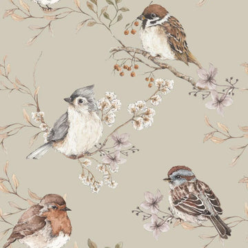 Wallpaper - Birds Green - Le Petit Marché Home Furniture