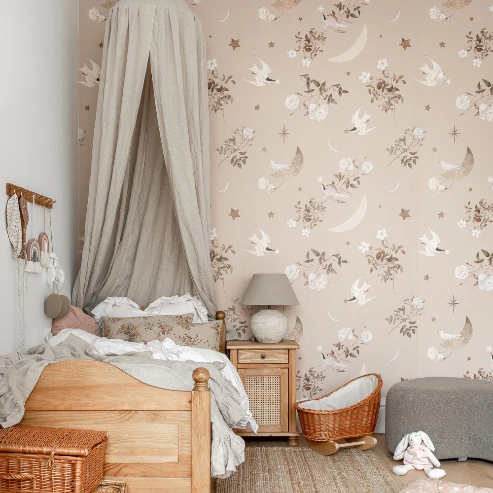 Wallpaper - Birds In The Night Sky - Le Petit Marché Home Furniture