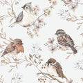 Wallpaper - Birds White - Gray - Le Petit Marché Home Furniture