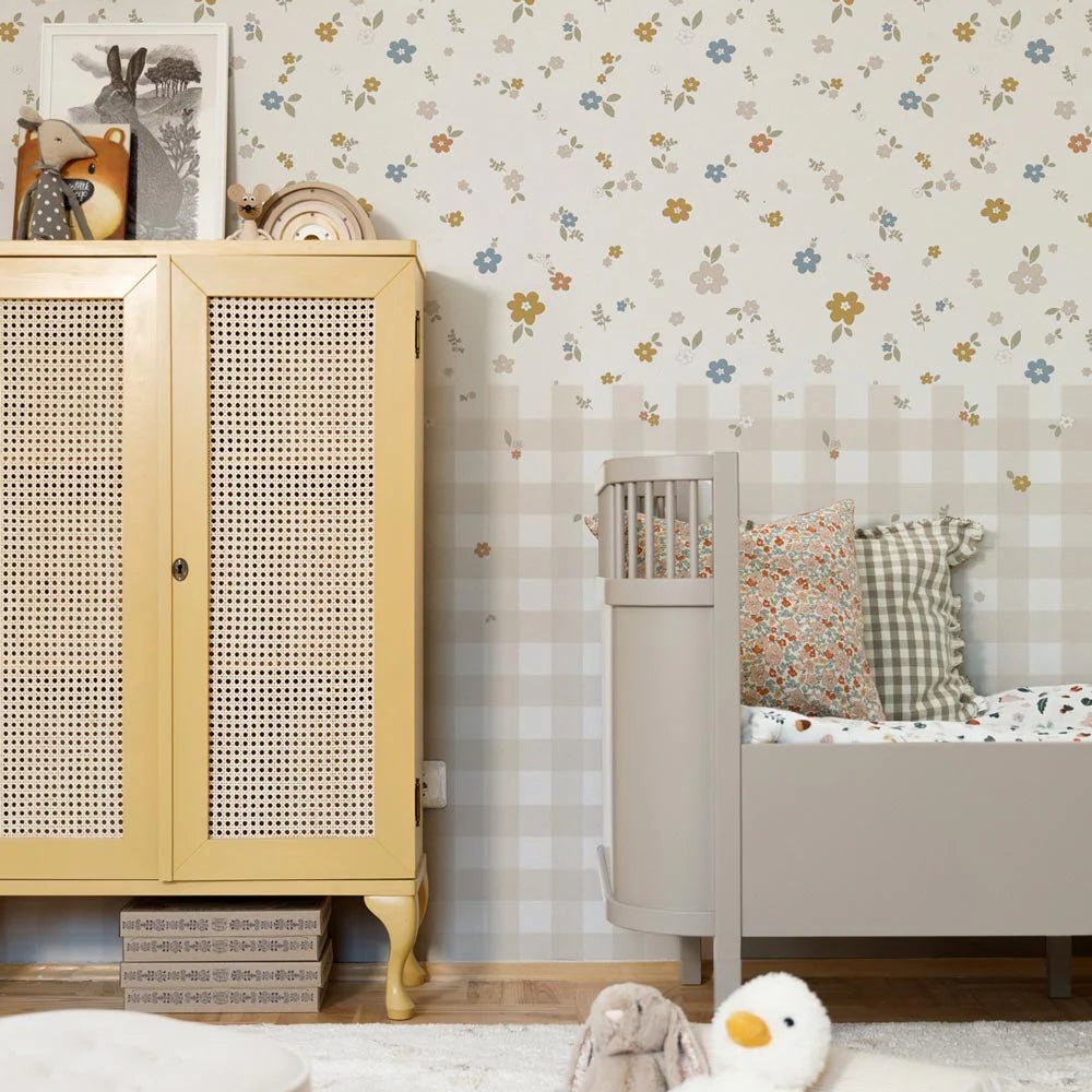 Wallpaper - Boho Meadow and Check - Le Petit Marché Home Furniture