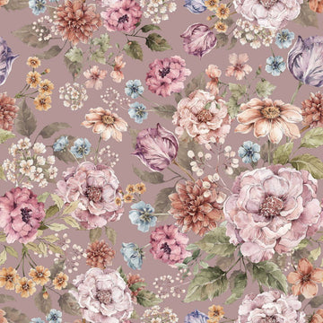 Wallpaper - Bouquet of Flowers - Lilac - Le Petit Marché Home Furniture