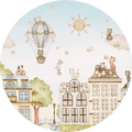 Wallpaper - Calming Clouds - City Cats - Circle (Pre - Order) - LPM Home