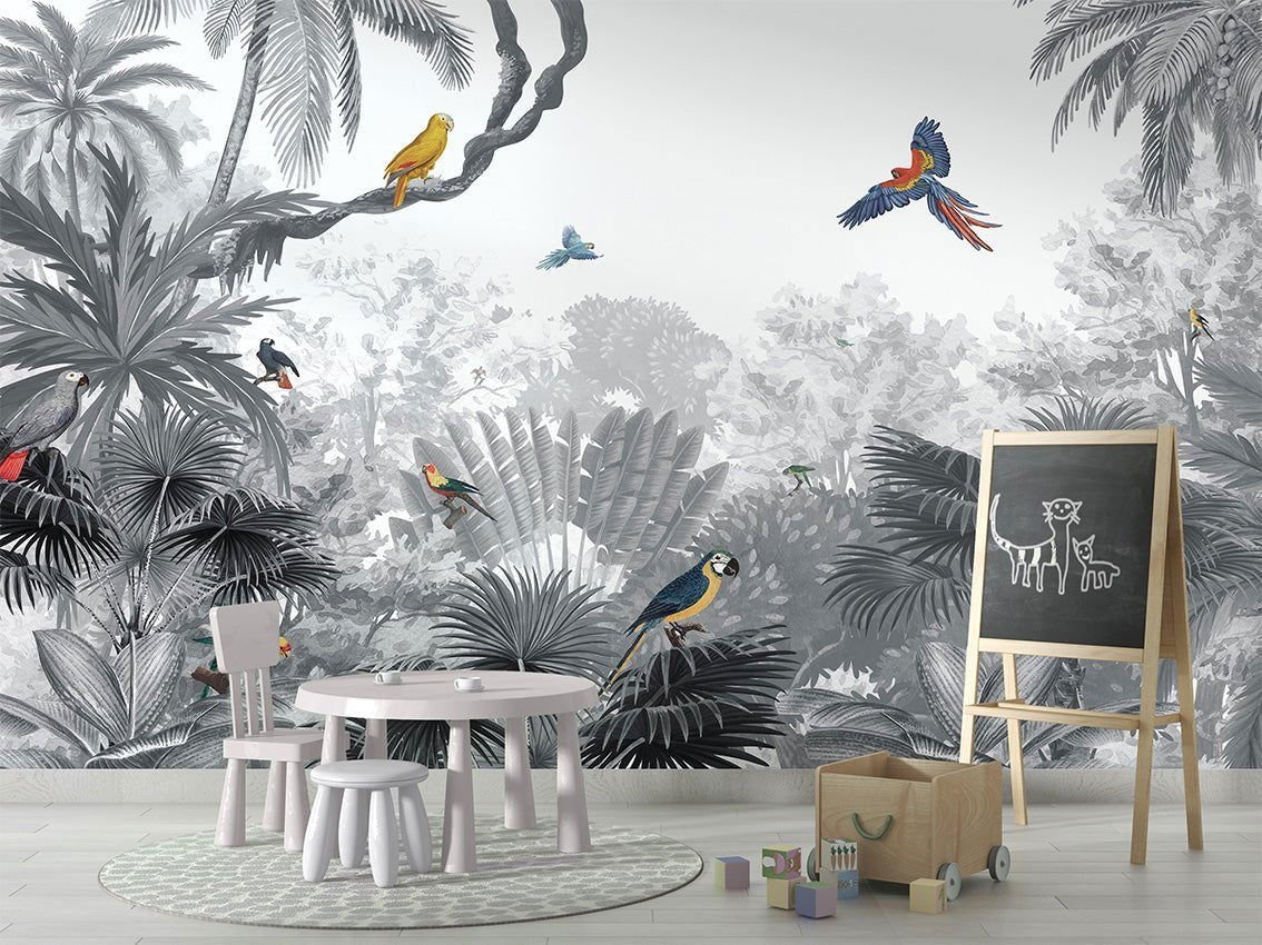 Wallpaper - Canopy Jungle - Black and White (Pre - Order) - LPM Home