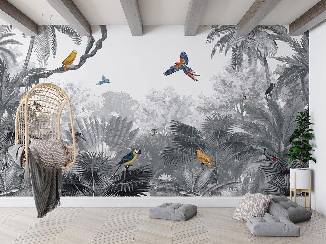 Wallpaper - Canopy Jungle - Black and White (Pre - Order) - LPM Home