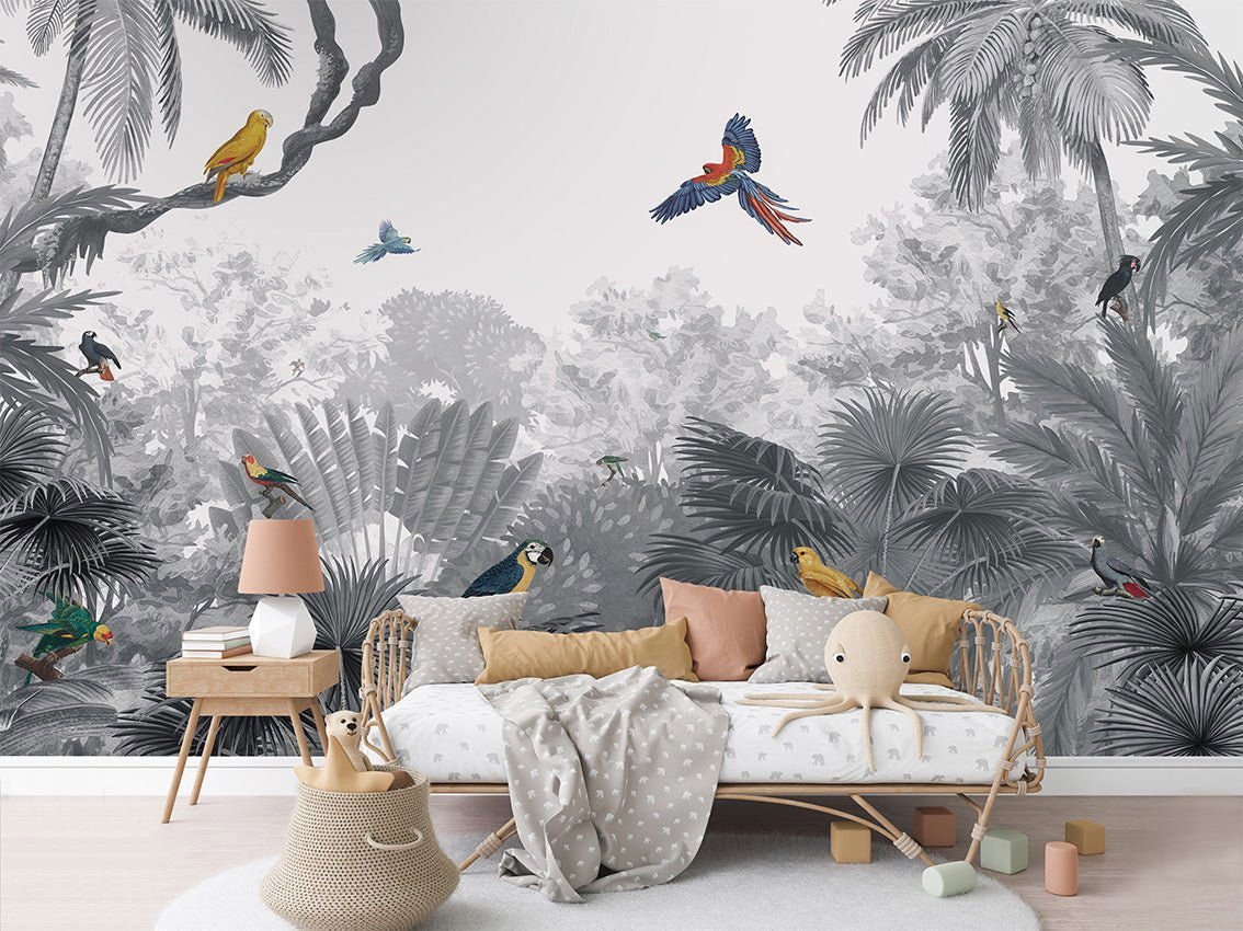 Wallpaper - Canopy Jungle - Black and White (Pre - Order) - LPM Home