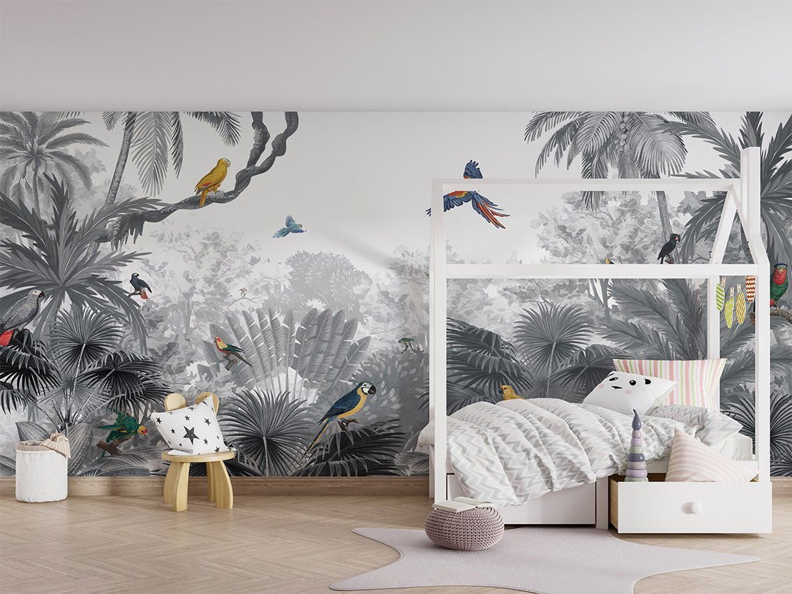 Wallpaper - Canopy Jungle - Black and White (Pre - Order) - LPM Home