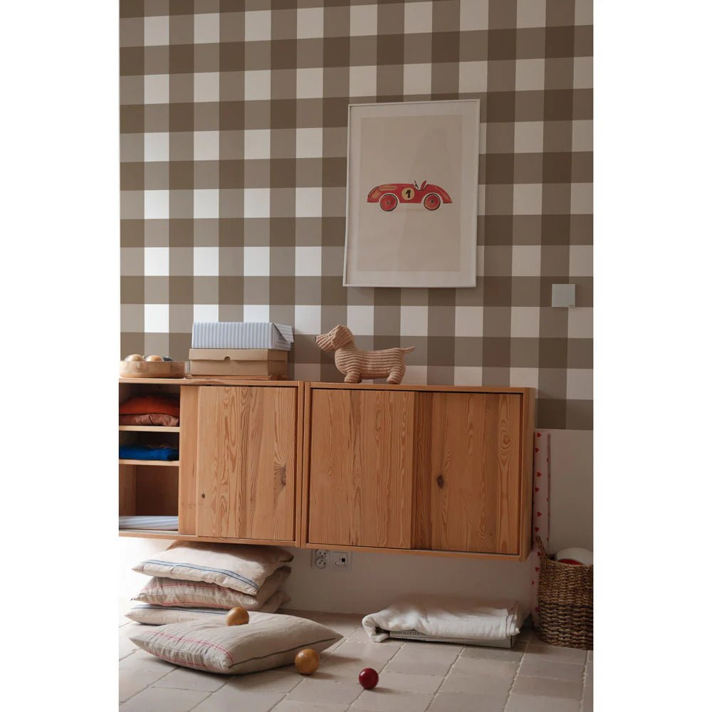 Wallpaper - Check Classic Brown - Le Petit Marché Home Furniture