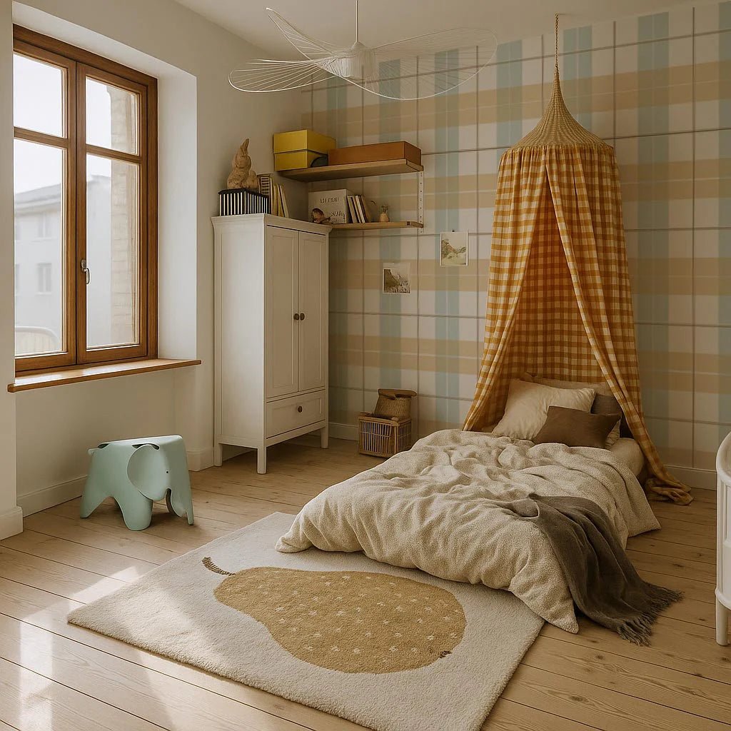 Wallpaper - Check Maxi Yellow Blue - Le Petit Marché Home Furniture