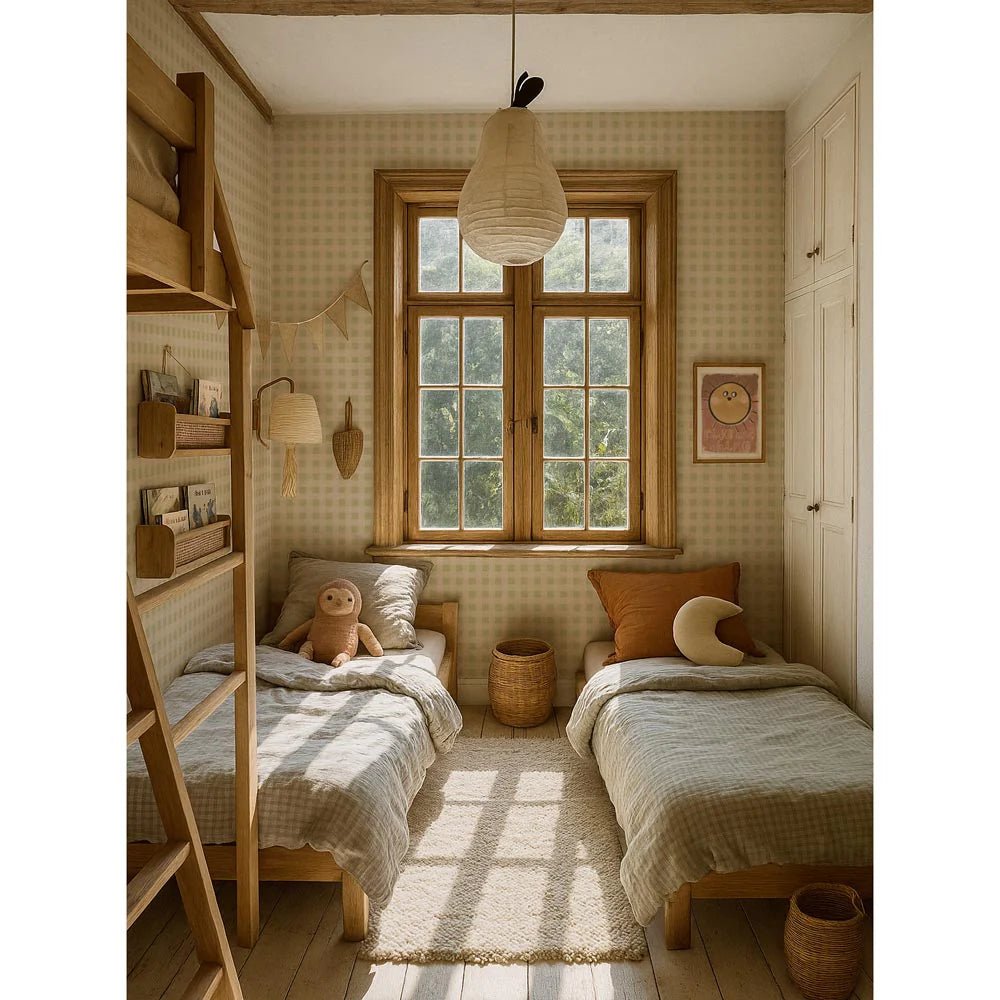 Wallpaper - Check Minimini Green Blue - Le Petit Marché Home Furniture