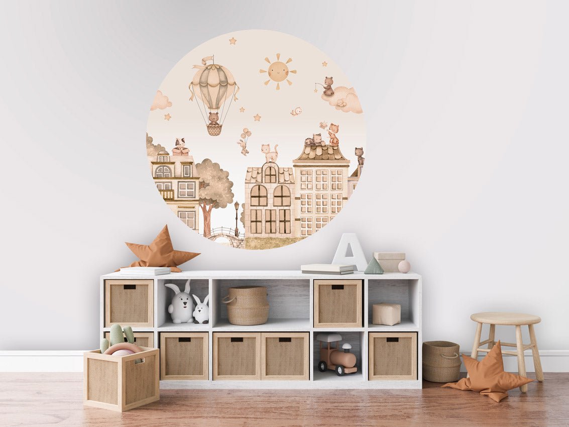 Wallpaper City Cats - Monochrome Circle (Pre - Order) - LPM Home