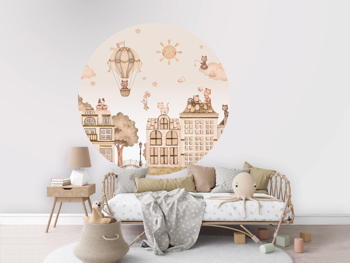 Wallpaper City Cats - Monochrome Circle (Pre - Order) - LPM Home