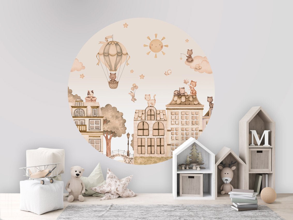 Wallpaper City Cats - Monochrome Circle (Pre - Order) - LPM Home