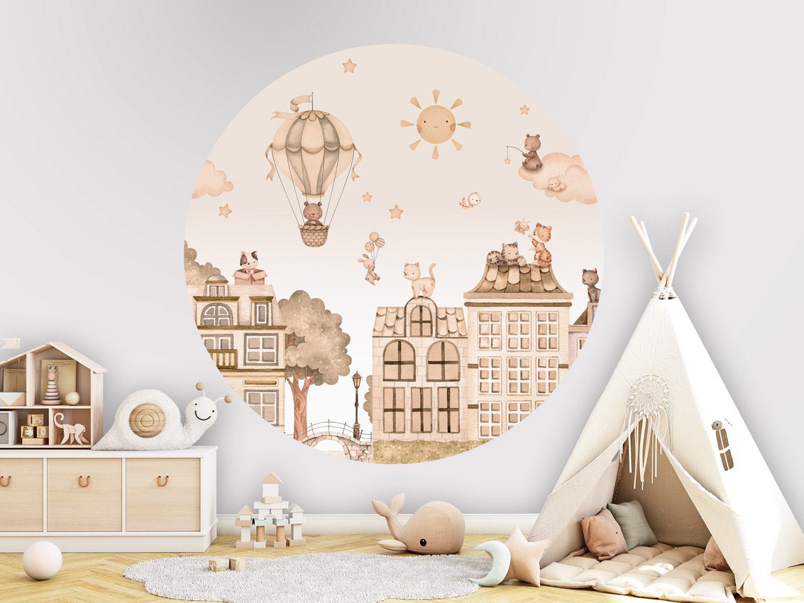 Wallpaper City Cats - Monochrome Circle (Pre - Order) - LPM Home