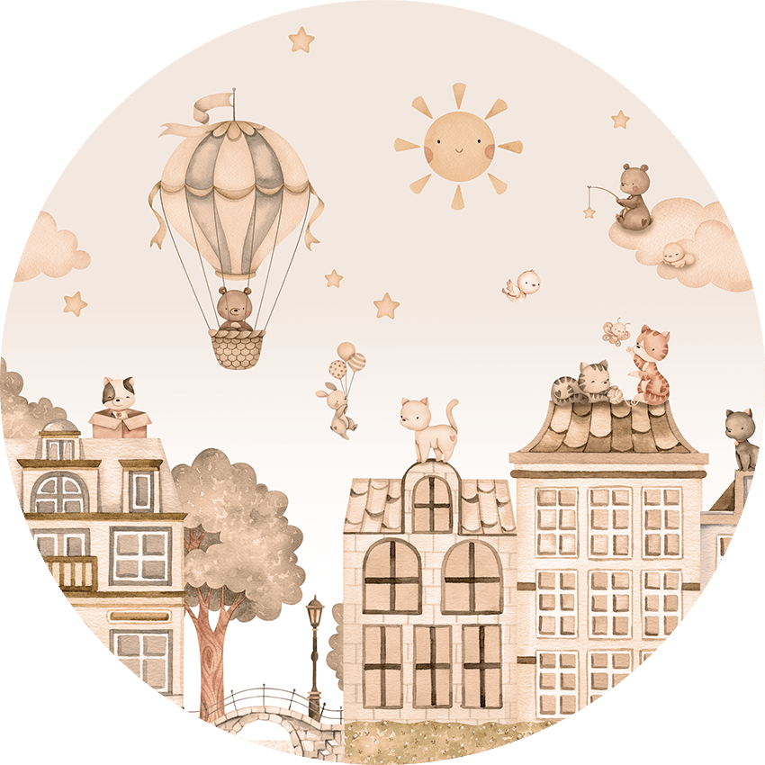 Wallpaper City Cats - Monochrome Circle (Pre - Order) - LPM Home