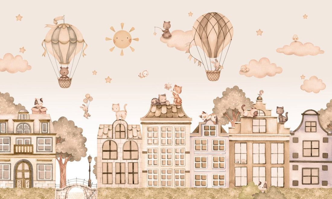 Wallpaper - City Cats Monochrome (Pre - Order) - LPM Home