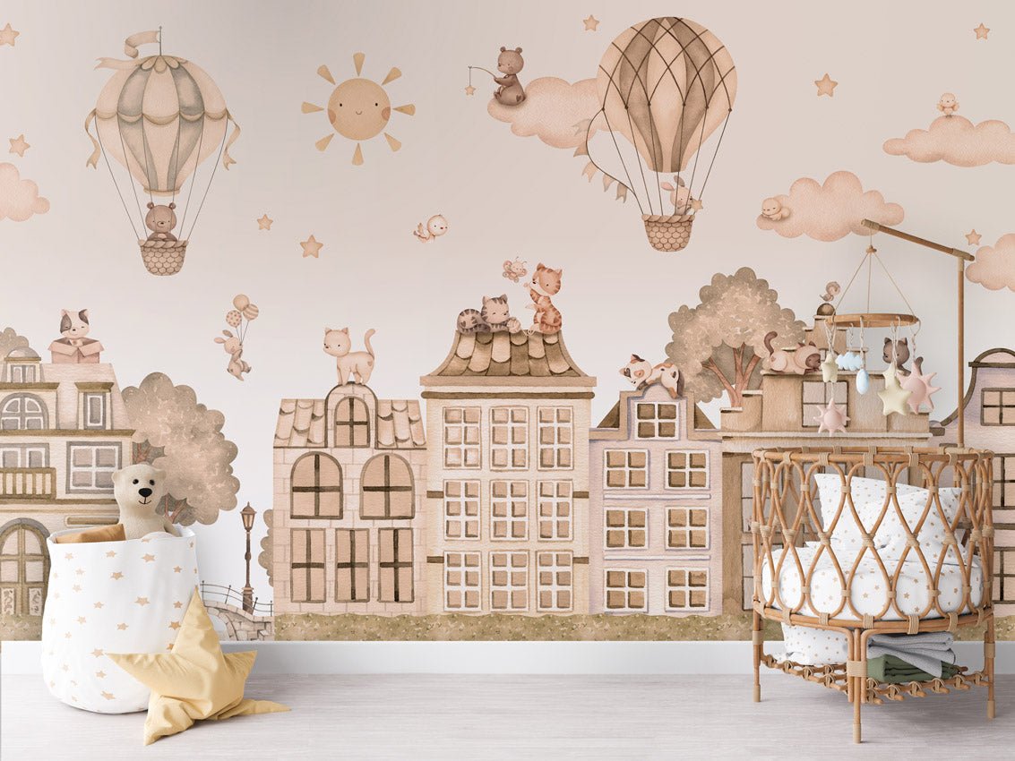 Wallpaper - City Cats Monochrome (Pre - Order) - LPM Home