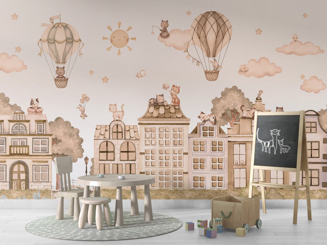 Wallpaper - City Cats Monochrome (Pre - Order) - LPM Home