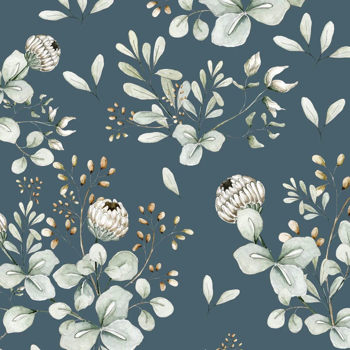 Wallpaper - Clover Blue Wallpaper / Return to Innocence - Le Petit Marché Home Furniture