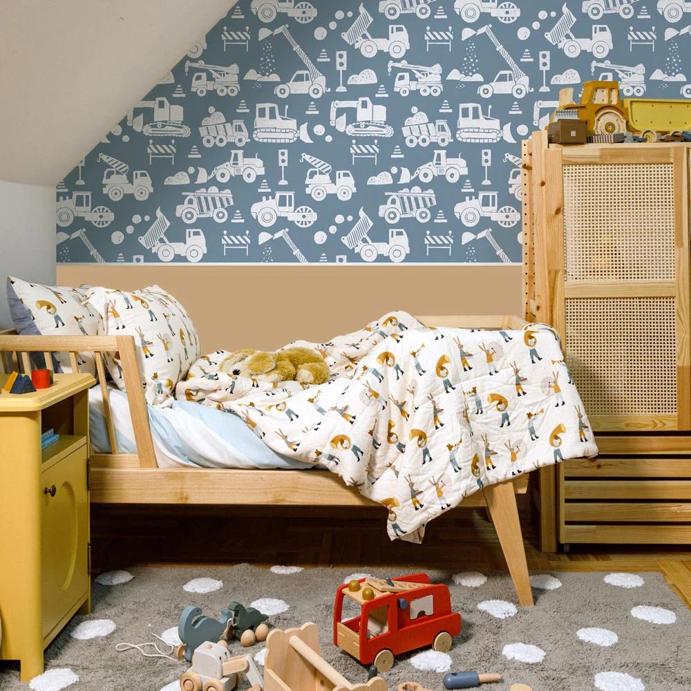 Wallpaper - Construction Blue - Le Petit Marché Home Furniture