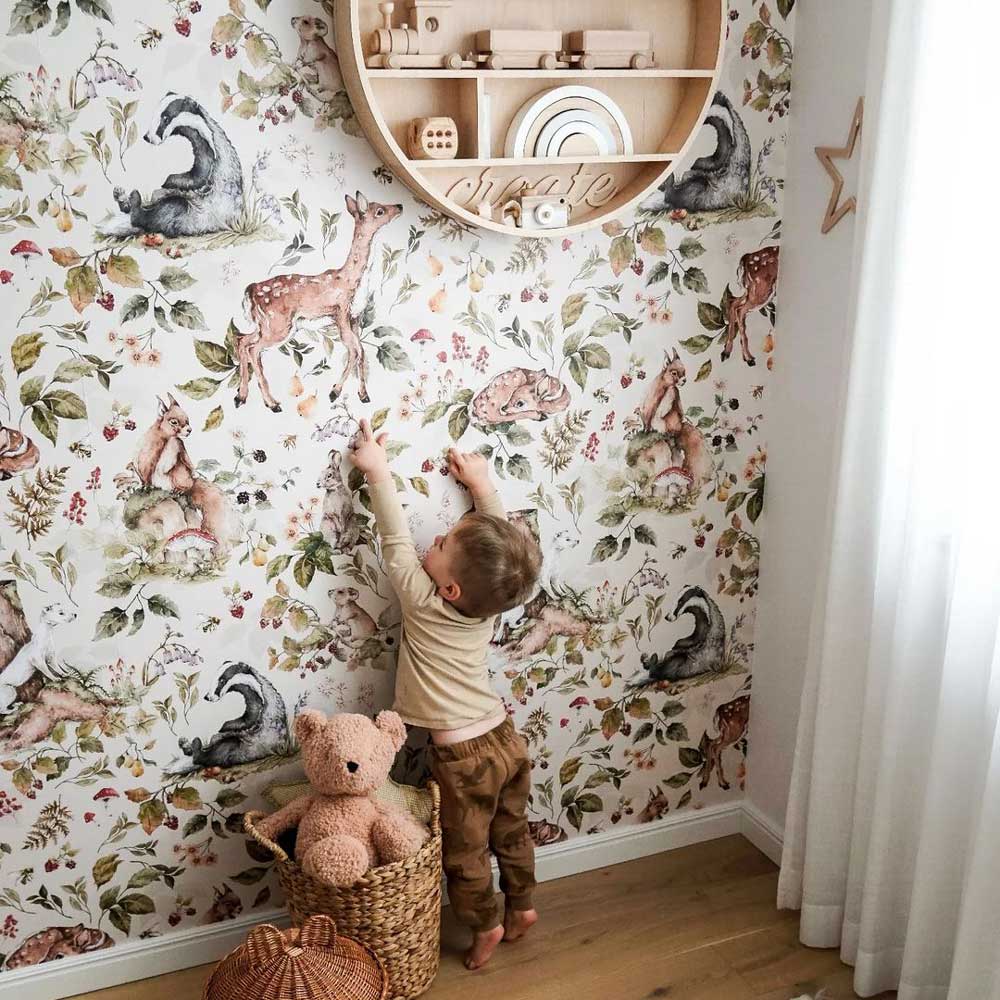 Wallpaper - Cute Forest Animals Light - Le Petit Marché Home Furniture