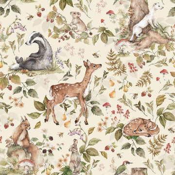 Wallpaper - Cute Forest Animals Light - Le Petit Marché Home Furniture