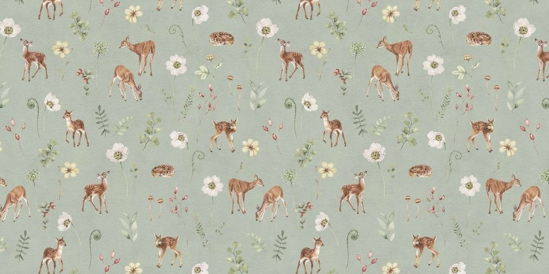 Wallpaper - Dancing Deer - Green (Pre - Orders) - LPM Home
