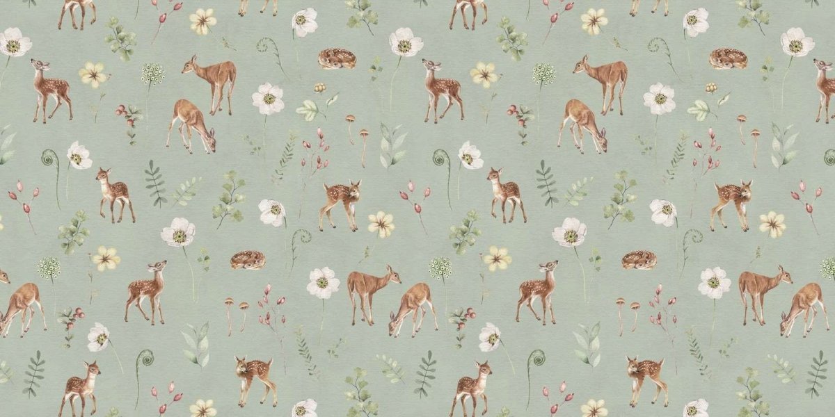 Wallpaper - Dancing Deer - Green (Pre - Orders) - LPM Home