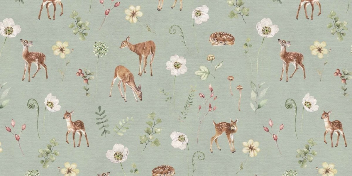 Wallpaper - Dancing Deer - Green (Pre - Orders) - LPM Home