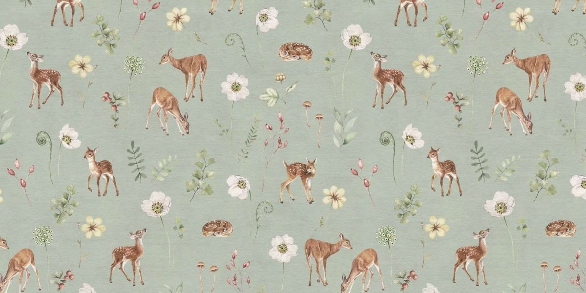 Wallpaper - Dancing Deer - Green (Pre - Orders) - LPM Home
