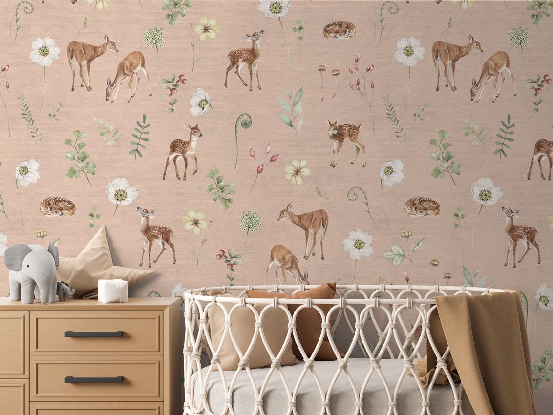 Wallpaper - Dancing Deer - Pink (Pre - Orders) - LPM Home