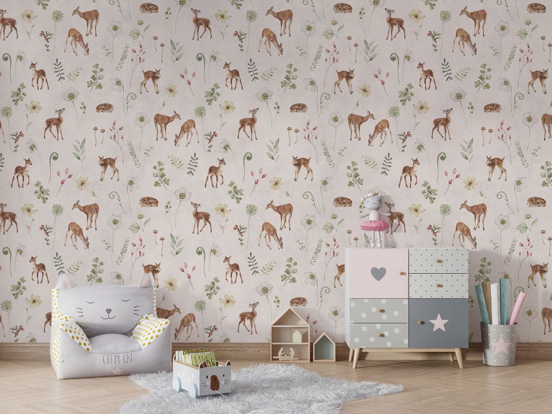 Wallpaper - Dancing Deer - White (Pre - Orders) - LPM Home