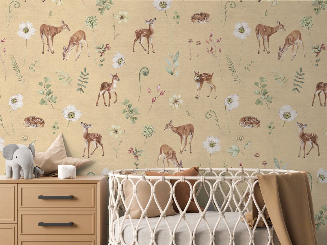 Wallpaper - Dancing Deer - Yellow (Pre - Orders) - LPM Home