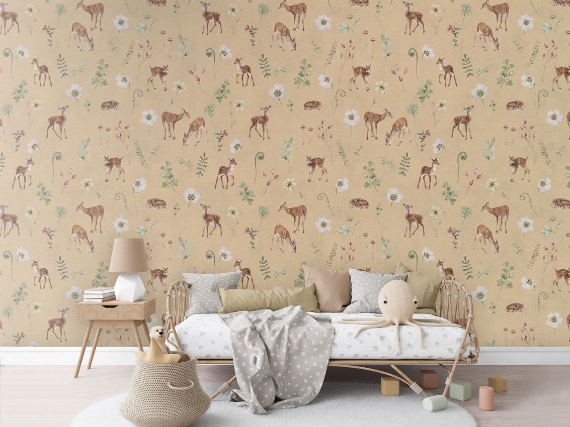Wallpaper - Dancing Deer - Yellow (Pre - Orders) - LPM Home
