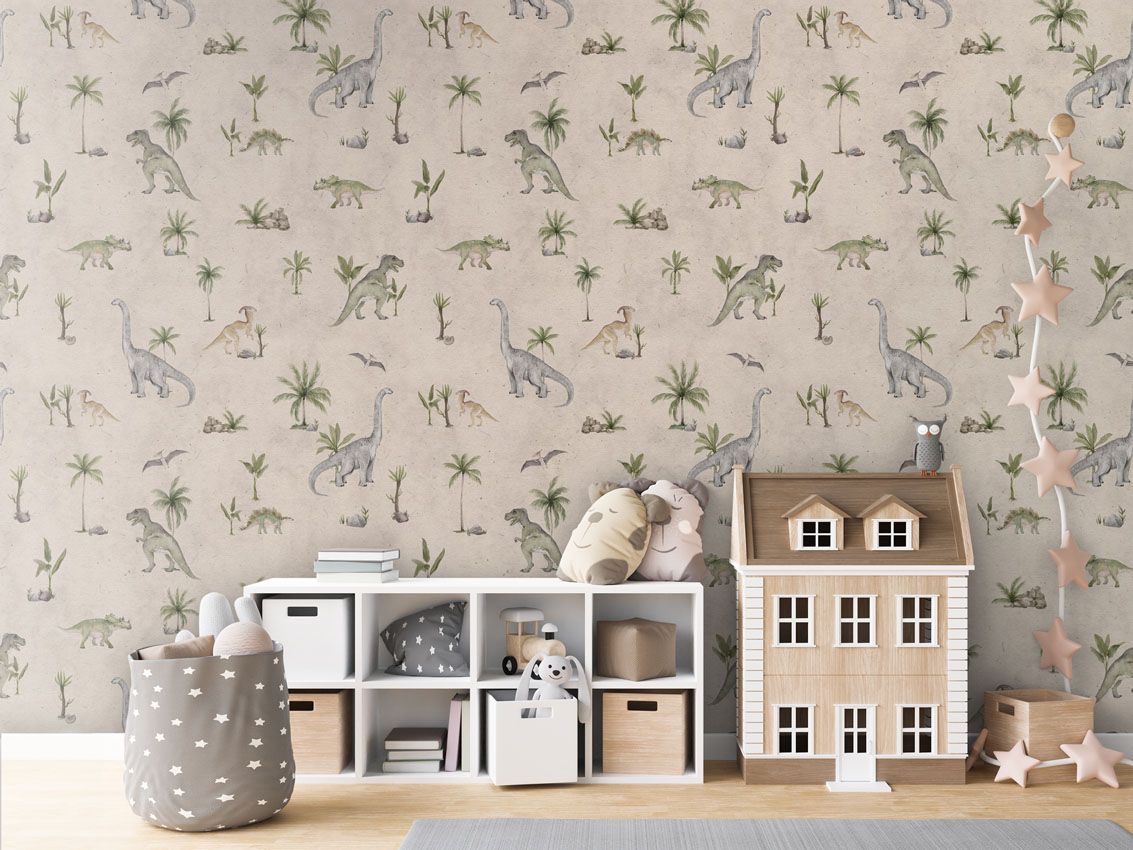 Wallpaper - Dashing Dinos - Sand (Pre - Orders) - LPM Home