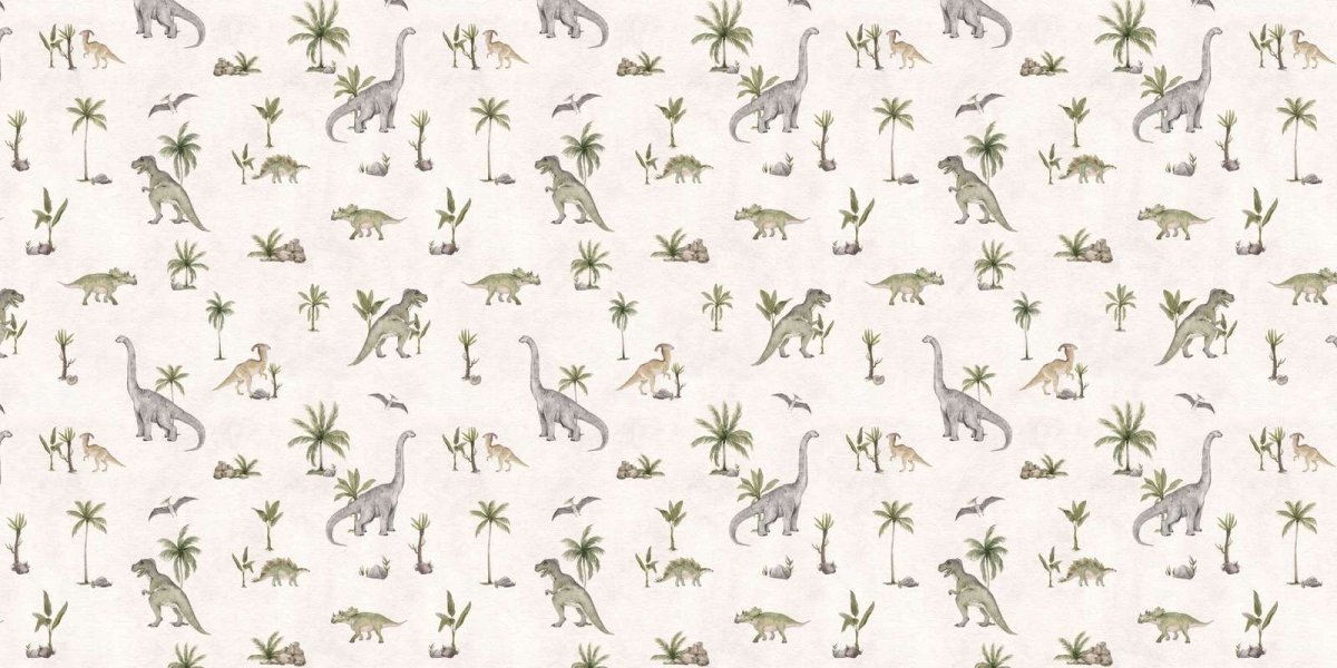 Wallpaper - Dashing Dinos - White (Pre - Orders) - LPM Home